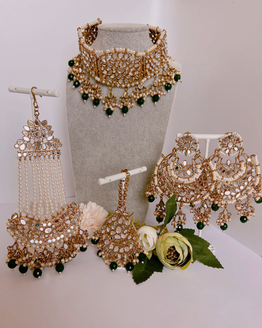 Mirror Necklace Tikka Set
